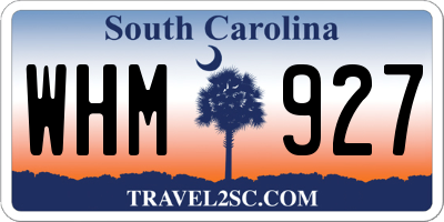 SC license plate WHM927