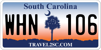 SC license plate WHN106