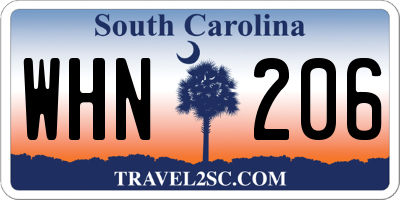SC license plate WHN206