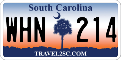 SC license plate WHN214