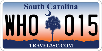 SC license plate WHO015
