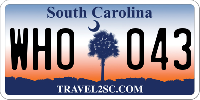 SC license plate WHO043