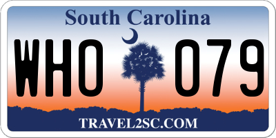 SC license plate WHO079
