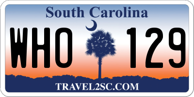 SC license plate WHO129