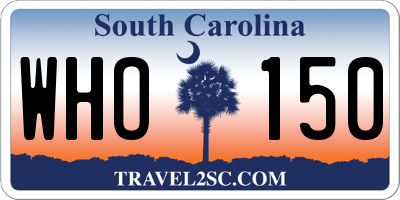 SC license plate WHO150