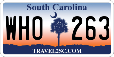 SC license plate WHO263