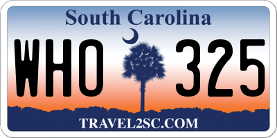 SC license plate WHO325