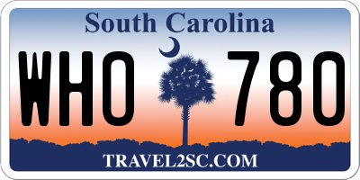SC license plate WHO780