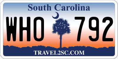 SC license plate WHO792