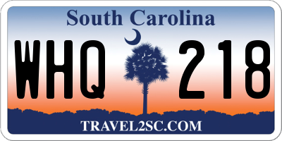 SC license plate WHQ218