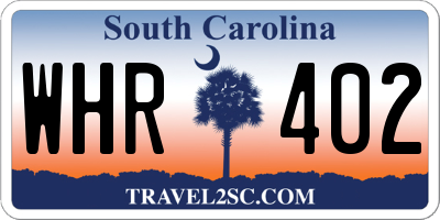 SC license plate WHR402