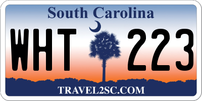 SC license plate WHT223