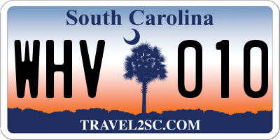 SC license plate WHV010