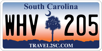 SC license plate WHV205