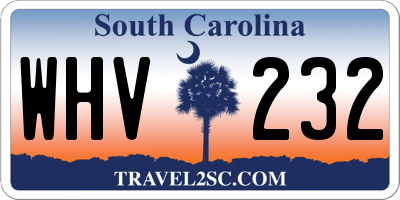 SC license plate WHV232