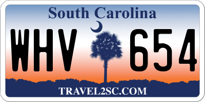 SC license plate WHV654