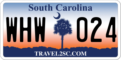 SC license plate WHW024