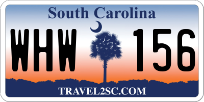SC license plate WHW156