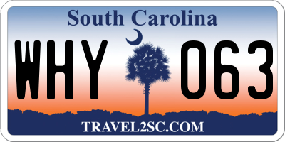 SC license plate WHY063