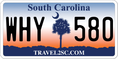SC license plate WHY580