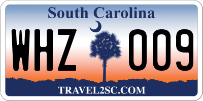 SC license plate WHZ009