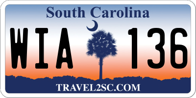 SC license plate WIA136