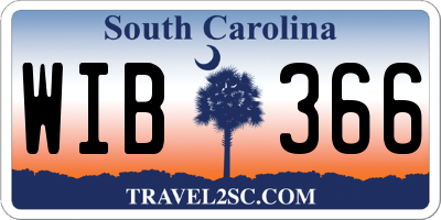 SC license plate WIB366
