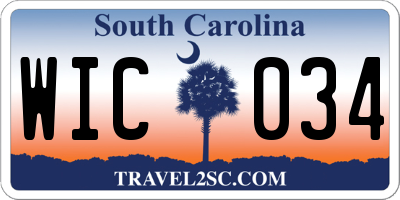 SC license plate WIC034