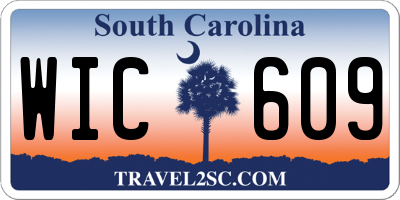 SC license plate WIC609