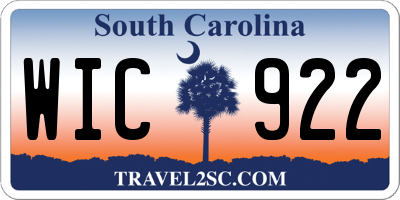 SC license plate WIC922