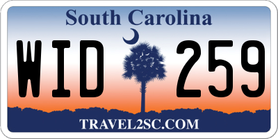 SC license plate WID259
