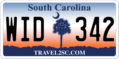 SC license plate WID342
