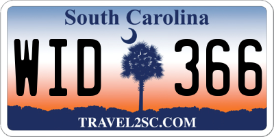 SC license plate WID366