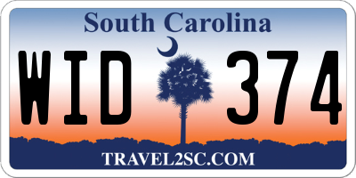 SC license plate WID374