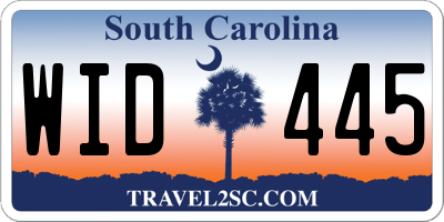 SC license plate WID445