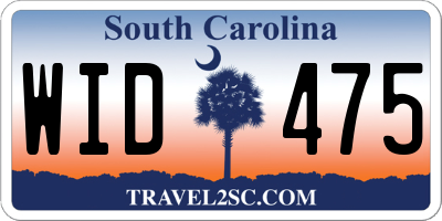 SC license plate WID475