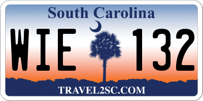 SC license plate WIE132