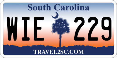 SC license plate WIE229