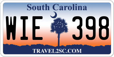 SC license plate WIE398