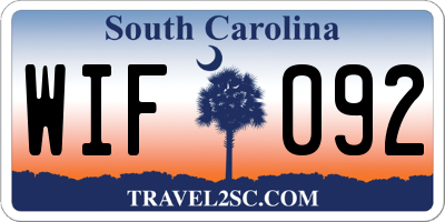 SC license plate WIF092