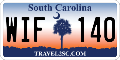 SC license plate WIF140