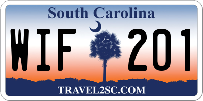 SC license plate WIF201