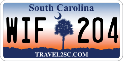 SC license plate WIF204