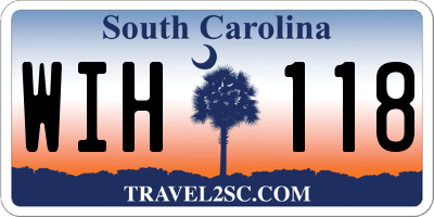 SC license plate WIH118