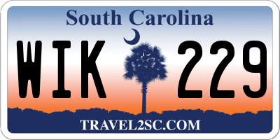 SC license plate WIK229