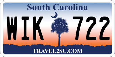 SC license plate WIK722