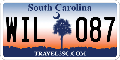 SC license plate WIL087