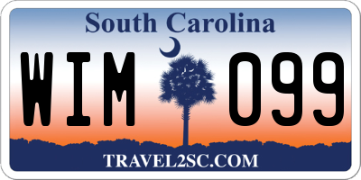 SC license plate WIM099