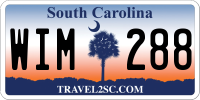 SC license plate WIM288