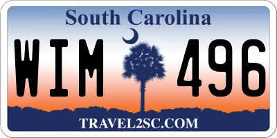 SC license plate WIM496